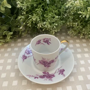 Juego 6 tazas Limoges flores violeta