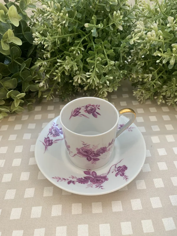 Juego 6 tazas Limoges flores violeta