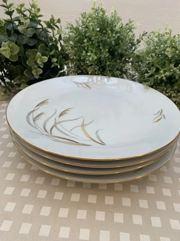 Set de cuatro platos llano con filo dorado - Imagen 2