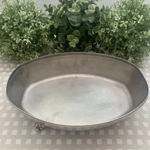 Fuente metal plateado con patas (falta tapa)
