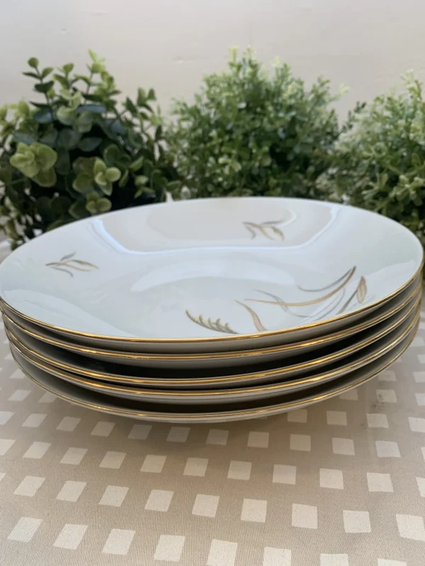 Set de cinco platos hondos con filo dorado - Imagen 2